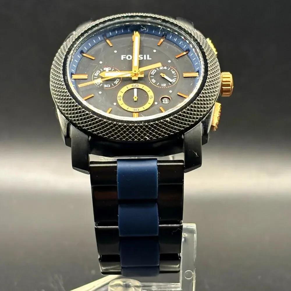 Fossil Machine FS5164 Chronograph Black Blue 45mm Men’s Watch